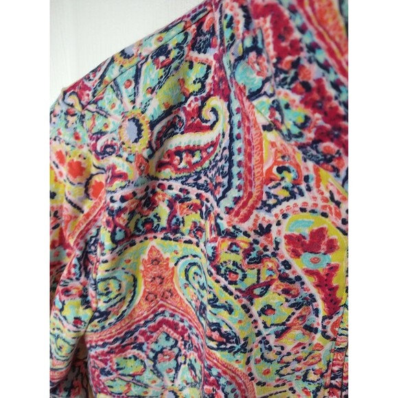 T by talbots Woman MP  Pullover 1/4 Zip Sweatshirt Colorful Artsy Casual LS - Picture 3 of 8